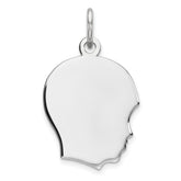 Sterl Silver Rh-plt Engraveable Boy Polished Front/Satin Back Disc Charm